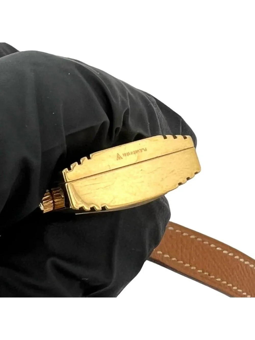 Hermes Vintage Kelly Watch Courchevel Wrist Gold Brown